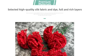 Detailed view of red silk carnation petals with rich layers and realistic texture