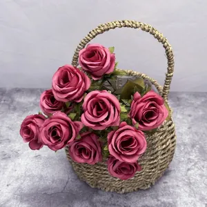 Bouquet de Pivoines et Roses Artificielles Fleurs en Tissu Satin Vintage pour Décoration de Mariage Maison Photographie Ornement