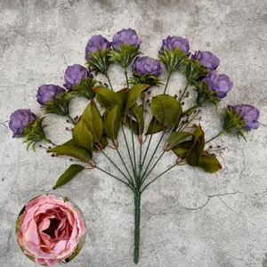 Artificial 10-head purple peony bouquet for home decor and wedding flower arrangements