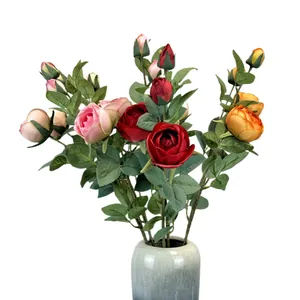 European artificial rose bouquet in ceramic vase for home decor and wedding arrangement