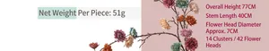 Macro view of artificial bougainvillea branch with 77cm height and 42 pink flower heads
