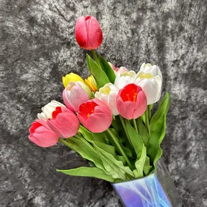Real Touch PU Artificial Tulip Flower Stem Fake Tulip Bouquet For Home Wedding Party Decor Photography Props Nordic Style