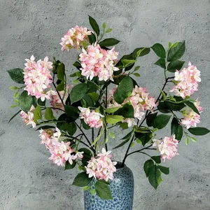 Artificial Lilac Hydrangea Fabric Flower Single Branch Realistic Large Fake Flowers For Home Wedding Decoration Photography Props Decor