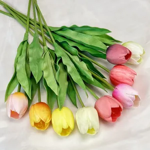 Vibrant multi-colored faux tulips in a 10-piece bundle for elegant home floral arrangements