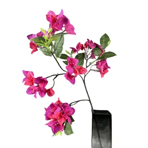 Artificial bougainvillea flowers in vibrant pink with green leaves for home decor