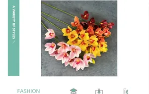 Detail von 3D-gedruckten Orchideenblüten in verschiedenen Farben und realistischer Textur