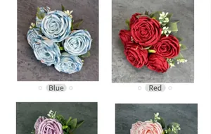 Nahaufnahme von künstlichen Rosenblättern aus Seide mit feiner Textur in Farben
