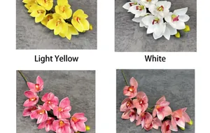 Detail von 3D-gedruckten Cymbidium-Orchideen-Blütenblättern in Gelb, Weiß, Rosa und Koralle