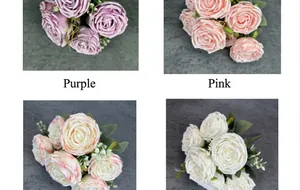 Vier künstliche Rosenfarben im Detail: Lila, Rosa, Champagner und Weiß zur Dekoration