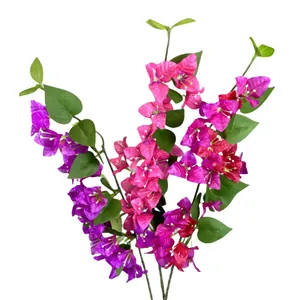 Artificial bougainvillea silk flower branches in pink and purple for home wedding decor