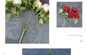 Detailansicht künstlicher Rosen mit Seidenblättern und grüner mehrstäubiger Struktur