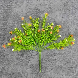 Artificial baby breath greenery bouquet with orange and white flowers, 35cm tall decoration