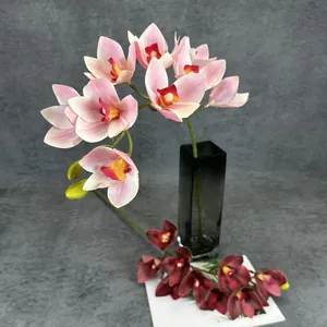 Künstliche Cymbidium Orchideen Blumen Real Touch PU 3D-Druck Magnolienzweige Für Zuhause Hochzeit Party Deko Blumengesteck