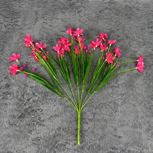 Lebendige rosarote 40cm künstliche Seidenorchidee mit 7 Zweigen und grünem Laub