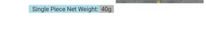 Detail van de specificatie voor kunstbloemen met een nettogewicht van 40g per stuk