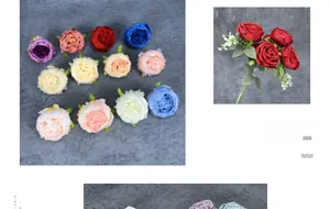 Detail view of multi-color matte fabric rose heads for wedding decor and DIY floral crafts