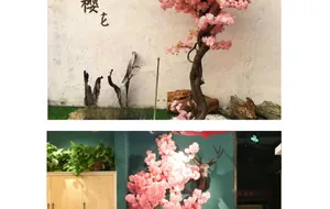 Pink artificial cherry blossom tree for indoor courtyard and restaurant decoration