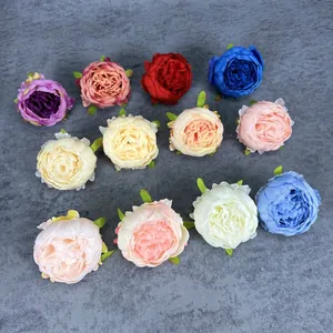 Veelkleurige zijden kunstpioenroos bloemhoofden voor doe-het-zelf handwerk en decoratie