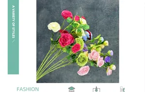Detail showing a variety of colorful artificial silk roses in multiple vibrant styles