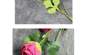 Gedetailleerde close-up van gelaagde roze zijden rozenblaadjes en realistische bladeren