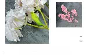 Detail of silk artificial cherry blossom branch showing 100cm width and 58cm height specs