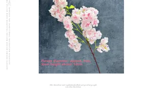 Detail view of 100cm silk cherry blossom branch with 5cm gradient pink flower petals