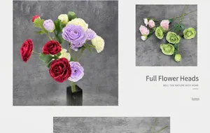 Detailed close-up of colorful artificial roses and leaves in various vibrant shades