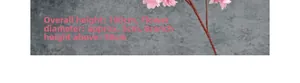 Close-up of pink artificial cherry blossom branch with 100cm height and 5cm petal diameter