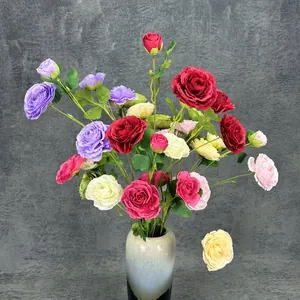 Kunstmatige Ranonkel Bloemen Meerdere Koppen Zijden Stof Rozenboeket Lange Steel Voor Bruiloft Huis Decoratie Kantoor Feest Faux Bloemstuk