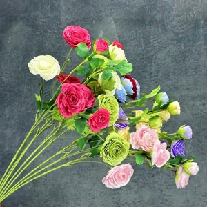 Levendige 5-koppige zijden ranonkel bloemen in diverse kleuren voor bruiloft decor