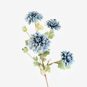 Artificial light blue dahlia flower spray with 5 heads for elegant home wedding decor