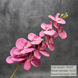 Orchidea Phalaenopsis artificiale in seta a 9 teste per decorazione casa e nozze 100cm