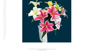 Gros plan de lys 3D réalistes en rose et ivoire avec des étamines et feuilles détaillées