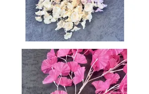 Close-up of cream and magenta artificial morning glory flowers with fine petal textures