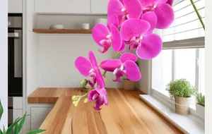 Detailopname van dieproze 3D-geprinte vlinderorchidee met realistische bloemblaadjes