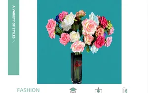 Dettaglio di rose artificiali in seta diamante con varie opzioni di colore decor