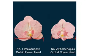 Comparación de cabezas de orquídeas rosas artificiales de 11 cm y 9,5 cm para bodas