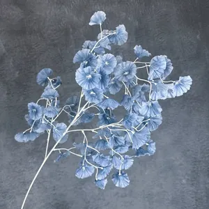 Elegant blue artificial trumpet flowers with white stems for wedding venue ceiling decor
