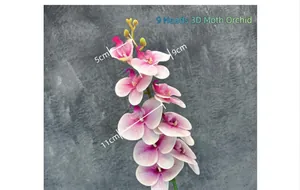 Macro detail of 3D printed pink orchid petals with realistic texture and 9 flower heads