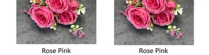Close-up of artificial rose red peony bouquet with blooming flowers and green leaves