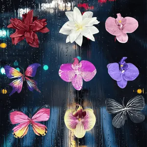 Artificial Phalaenopsis Lily Flower Head Simulation Butterfly For Wedding Decoration Home DIY Handmade Craft Accessories