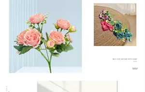 Detail of lush faux peony bouquet petals and buds for elegant home floral arrangements