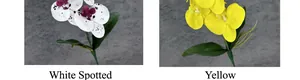 Detailed close-up of realistic PU orchid petals in white spotted and yellow colors