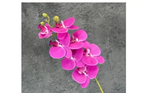Close-up of 7-head fuchsia faux Phalaenopsis orchid with realistic PU texture petals