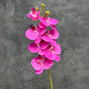 Magenta artificial phalaenopsis orchid 75cm tall with realistic PU texture petals