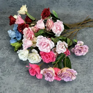 Künstlicher Lisianthus-Strauß mit mehrfarbigen Seidenblüten und realistischen grünen Stielen