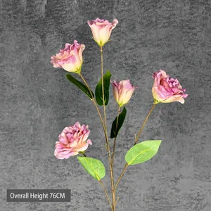 Stelo singolo da 76cm di Eustoma artificiale sfumato rosa viola per decorazioni