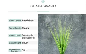 Gedetailleerde afmetingen van kunstmatige rietplant: 68 cm hoog en 58 cm breed