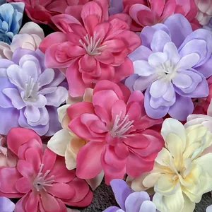 Vibrant artificial violet and delphinium flower heads in pink, purple, and blue for DIY