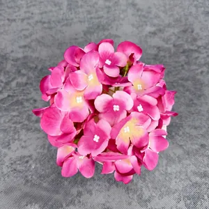 Magenta artificial silk hydrangea head 15cm for wedding decor and floral arrangement